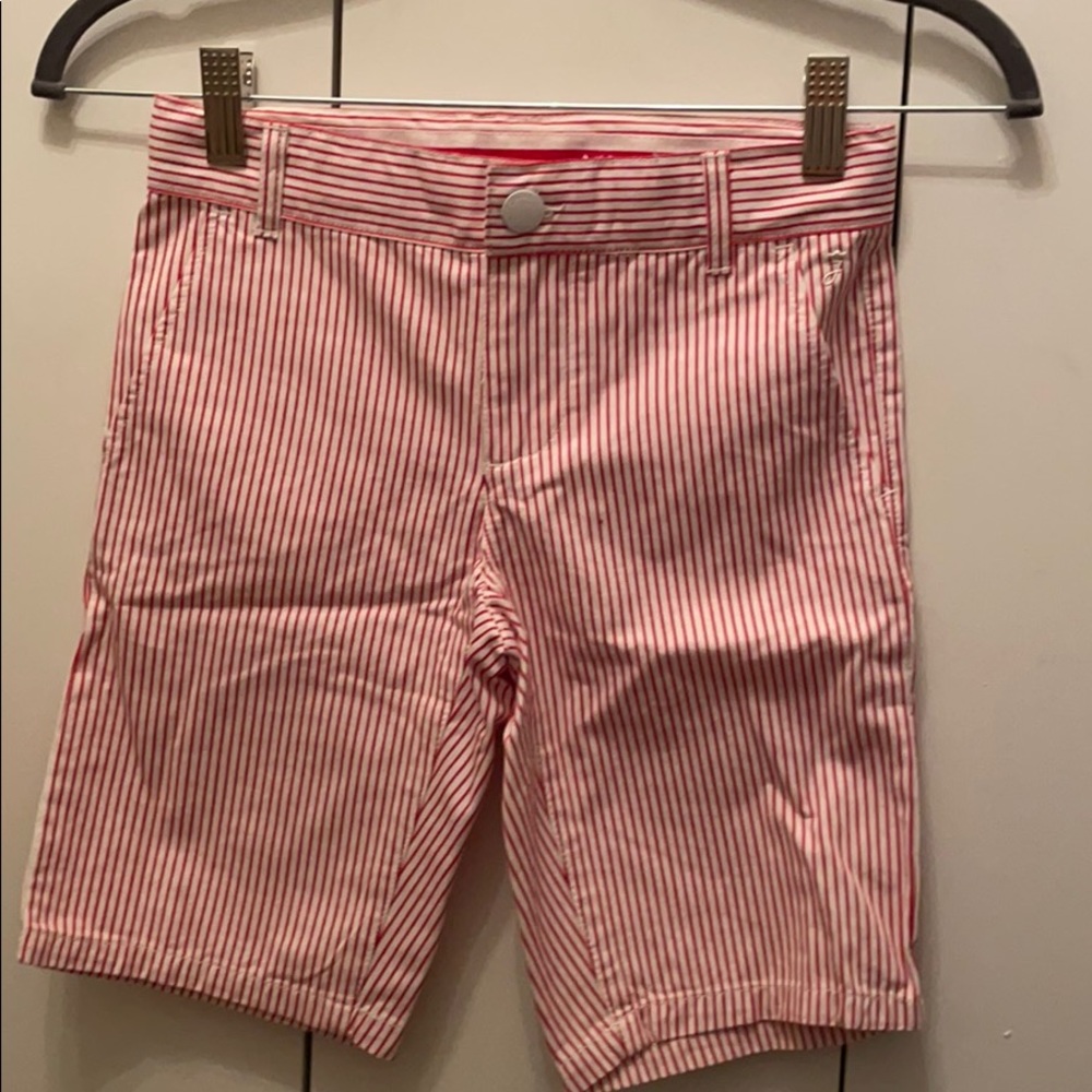 Cute red and white vertical stripped boys shorts!